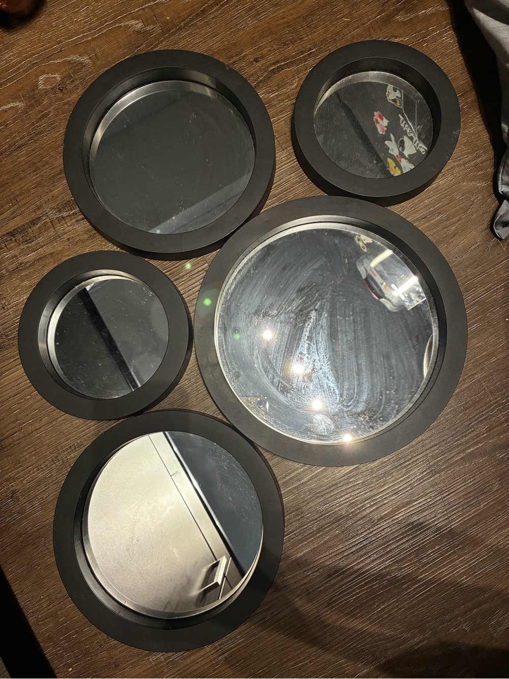 Round Black Wall Mirror Set - 5-Piece